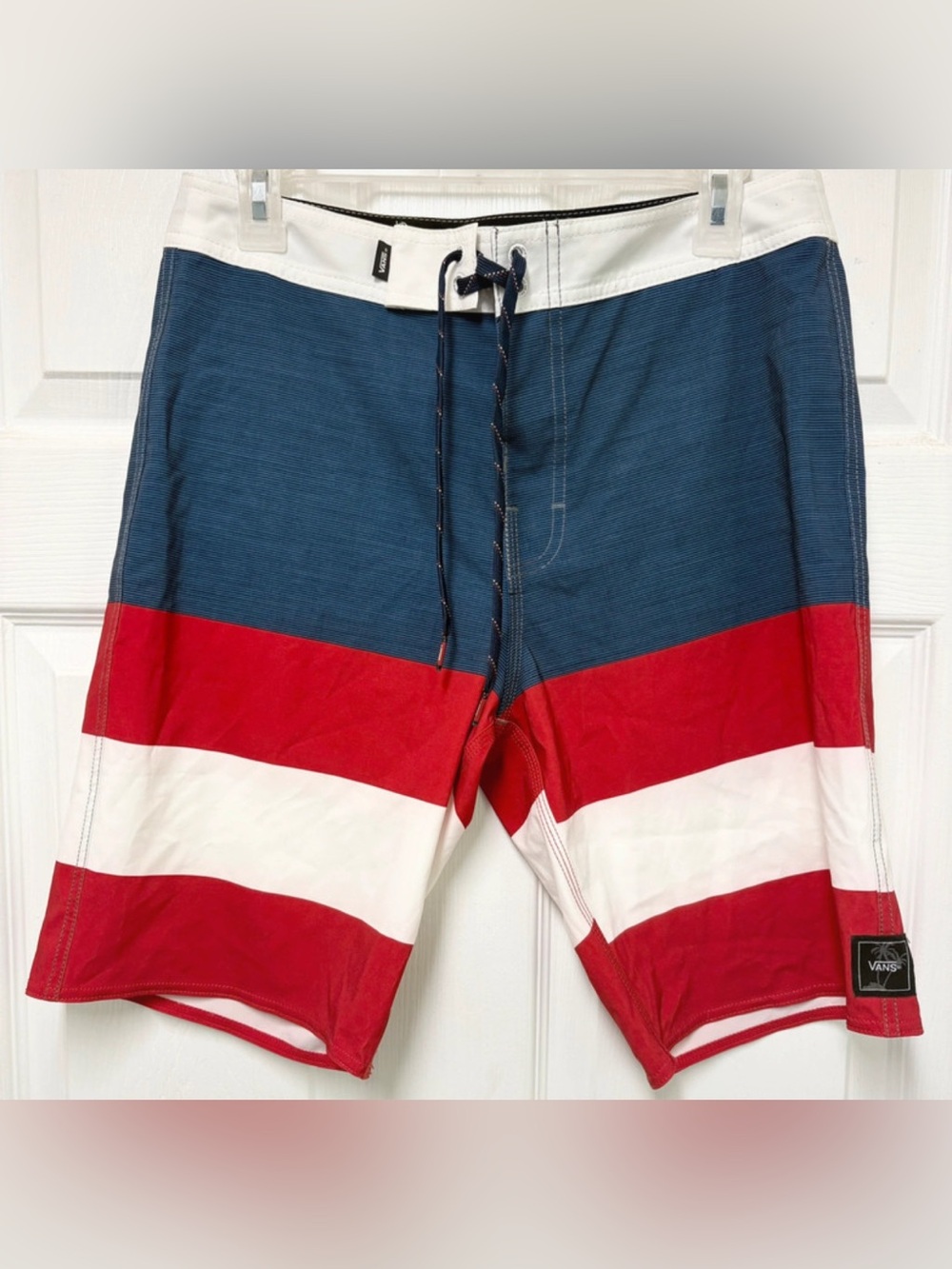 Vans Men's Board Shorts Size 30 Red White Blue Surf Swim Trunks